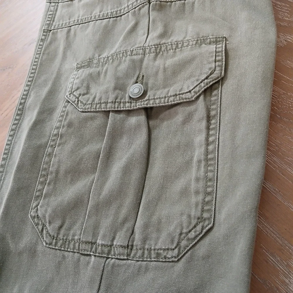 Aeropostale Men Cargo Pants SzS Olive Drawstring Hem Cotton Outdoors Hiking